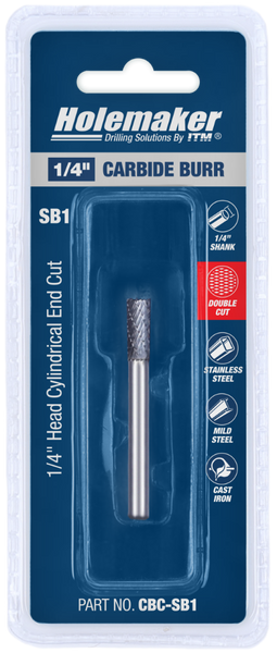 Order In - ITM Holemaker Carbide Burr Cylindrical End Cut 1/4" X 5/8" Head 1/4" Shank - CBC-SB1