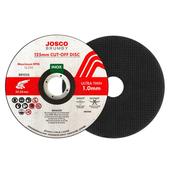 Order In - Josco Cut-Off Disc Ultrathin 125 x 1.0 x 22.23 MM - 10 Pack - BR1023