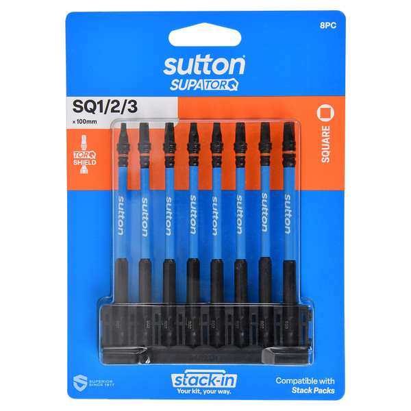 Sutton SupaTorq Screwdriver Set Square-Robertson SQ x 100mm 8 Piece - S204S08E