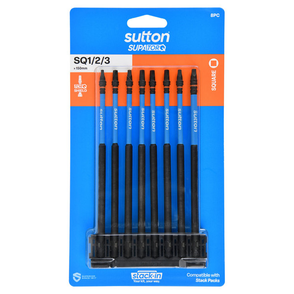 Sutton SupaTorq Screwdriver Set Square-Robertson SQ x 150mm 8 Piece - S204S08G