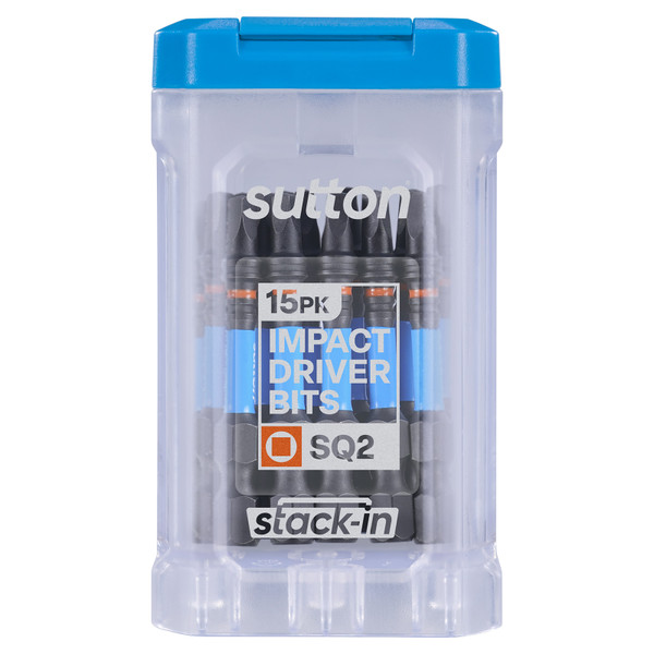 Sutton SupaTorq Screwdriver Bit Stack-In Stack Tacs Square-Robertson SQ2 x 50mm 15 Pack - S204T15B02
