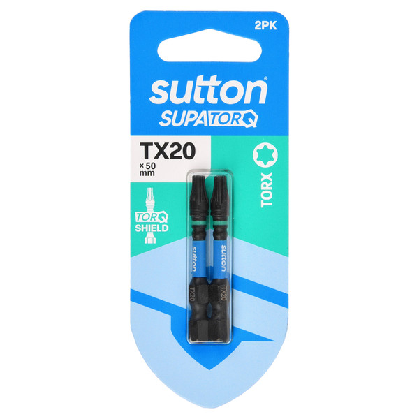 Sutton SupaTorq Screwdriver Bit Torx TX20 x 50mm 2 Pack Carded - S212H02B20