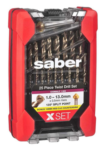Order In - Saber X-SET HSS-Co5 (Cobalt) Metric Twist Drill Set With Bonus Countersink - 8012-XM3