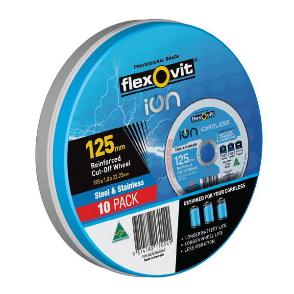 Flexovit ION Cordless Cut Off Disc 125 x 1 MM 10 Piece - 66252839399