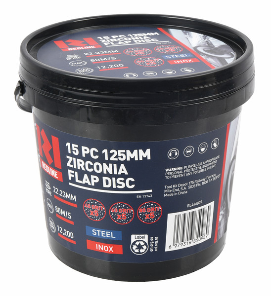 Redline Flap Disc Bulk Pack 125 MM 40/60/80 15 Piece - RL446807
