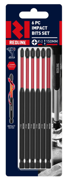 Order In - Redline Phillips Impact Driver Bit PH1-3 X 150 MM 6 Piece - RL455406