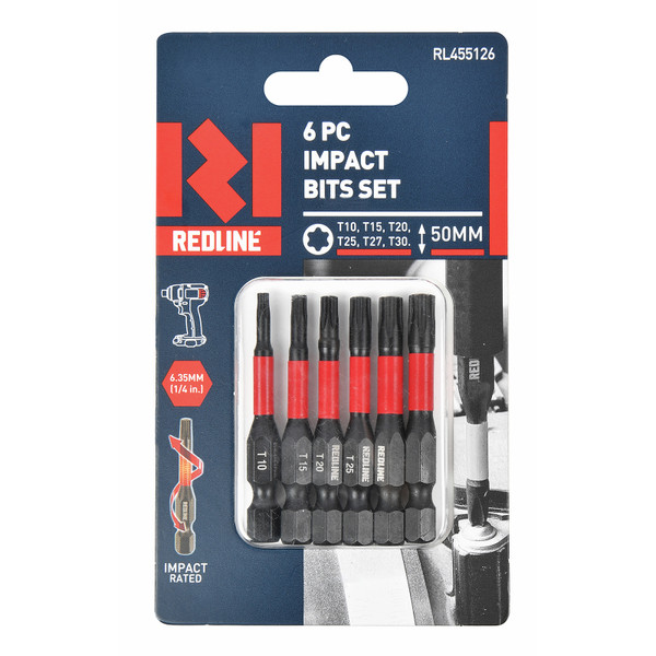 Pre Order - Redline Torx Impact Driver Bit T10-T30 X 50 MM 6 Piece - RL455126