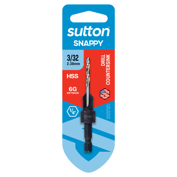 Order In - Sutton Snappy Countersink & Drill Bit 3/32" 6G 1/4 Hex - C115H0238