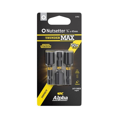 Order In - Alpha NS ThunderMax Impact Magnetic Nutsetter 3/8in x 45 MM 3 Pack - CNS3845SM-3
