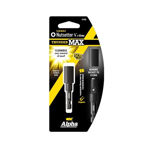 Order In - Alpha ThunderMax Impact Cleanable Magnetic Nutsetter 3/8in x 65 MM 2 Piece - CNS3865SMC