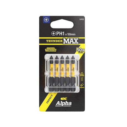 Order In - Alpha ThunderMax Impact Power Bit PH1 x 50 MM 5 Pack - CPH150SM-5