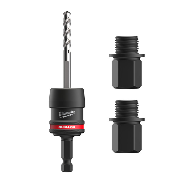 Order In - Milwaukee QUIK-LOK™ Hole Saw Arbor Starter Kit 9.5 MM 3/8" Shank With 2 x Adaptors KIT - 4932500548