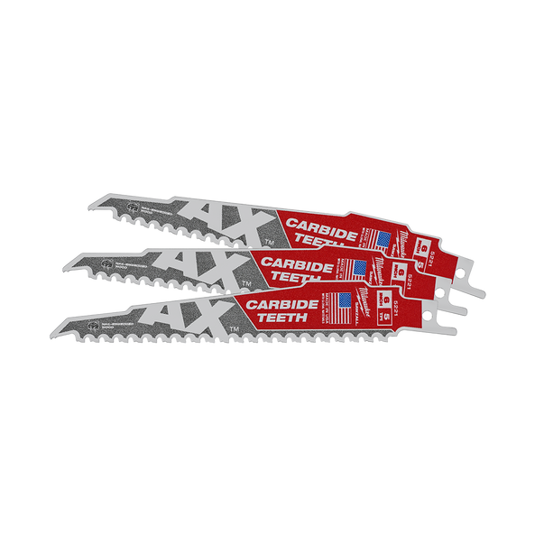 Order In - Milwaukee SAWZALL™ The AX™ With Carbide Teeth 150 MM 6" 5TPI Blade 3 Pack - 48475321