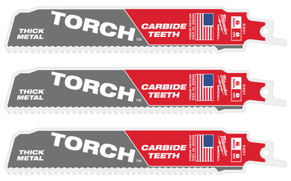 Order In - Milwaukee SAWZALL™ The TORCH™ With Carbide Teeth 150 MM 6" 8TPI Blade 3 Pack - 48475301