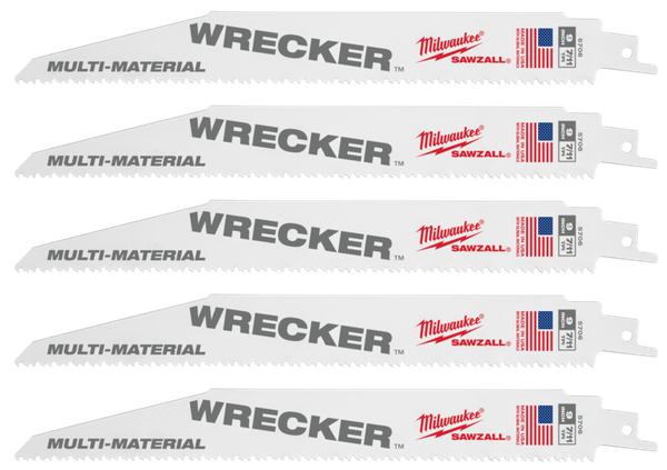 Milwaukee SAWZALL™ The WRECKER™ Demolition 230 MM 9" 7/11TPI Blade 5 Pack - 48475706
