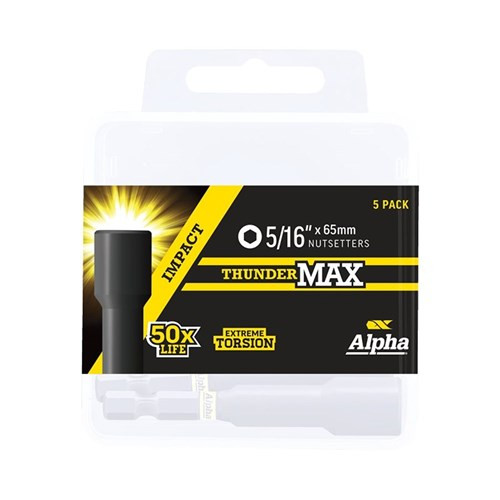 Order In - Alpha ThunderMax  Impact Magnetic Nutsetter Handipack 5/16in x 65mm 5 Pack - NS51665SMH