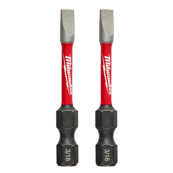 Order In - Milwaukee SHOCKWAVE™ Power Bit Slotted 3/16" 50 MM 2" 2 Pack - 48325019