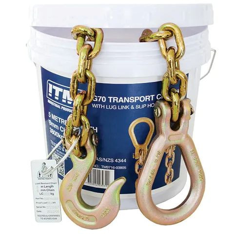 Order In - ITM G70 Transport Chain With Lug Link & Slip Hook Lashing Capacity 6 Tonne Length 5 M - TM9716-06005