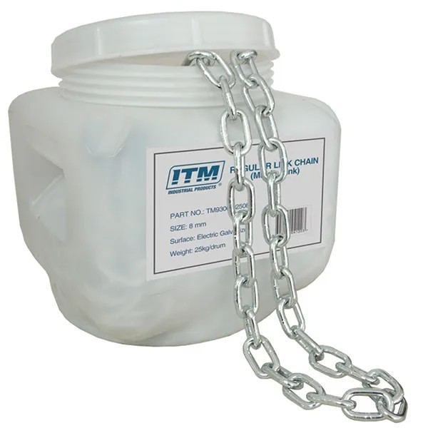 Order In - ITM Link Chain Galvanised Drum 25Kg Body 6 MM - TM9306-02506