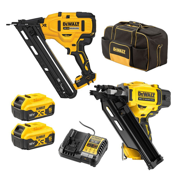 Order In - DeWalt 18V XR 2 Piece Nailer Kit - 5.0Ah - DCZ245P2-XE