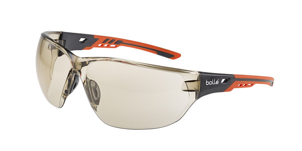 BOLLÉ SAFETY SPECS NESS+ Orange / Black Frame Platinum Copper PC Lens Anti Scratch/Anti Fog - NESSPCSP