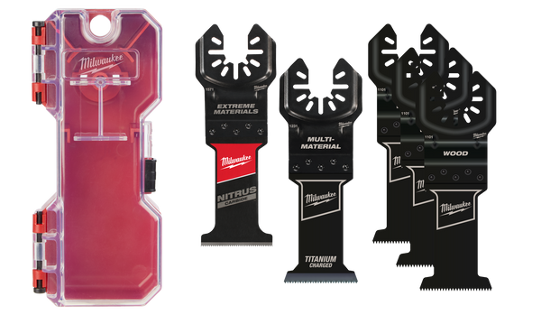 Milwaukee OPEN-LOK™ 5 Piece Wood/Multimaterial Set incl NITRUS CARBIDE™ Blade - 49109155