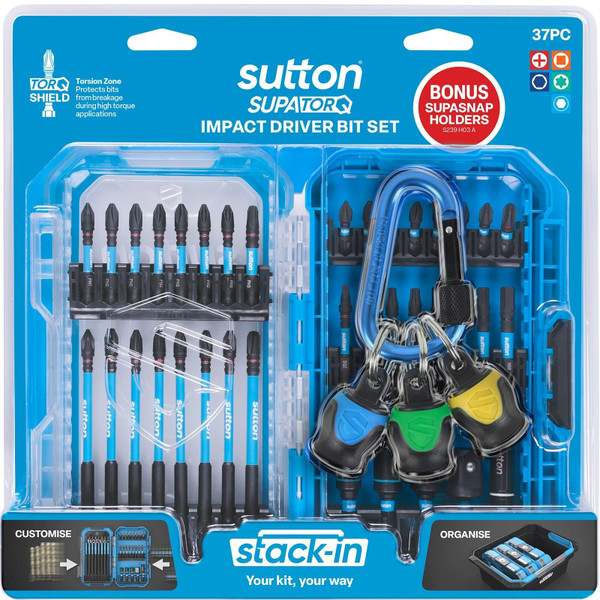 Sutton Supatorq Screwdriver Set 37 Piece + Bonus 3Pc Quick Change Supa Snap Holder - S250S37AP2
