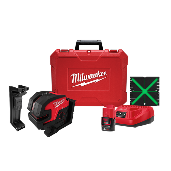 Order In - Milwaukee M12™ Cross + 4 Points Laser Kit 1x 3.0Ah Case - M12C4PLA301C