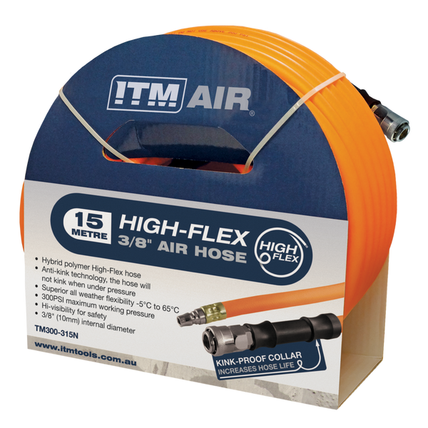 Order In - ITM Hybrid Polymer Air Hose Comes With Nitto Style Fittings 10 MM / 3/8" X 15M - TM300-315N