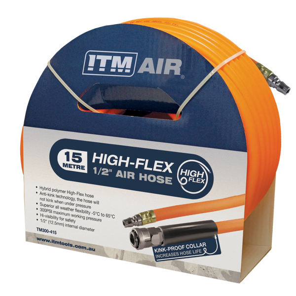 Order In - ITM Hybrid Polymer Air Hose Comes With Nitto Style Fittings 12.5 MM / 1/2" X 15M - TM300-415