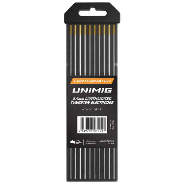 Order In - Unimig Lanthanated Tungsten Gold 2.4 MM 10 Pack - PTR0002-24