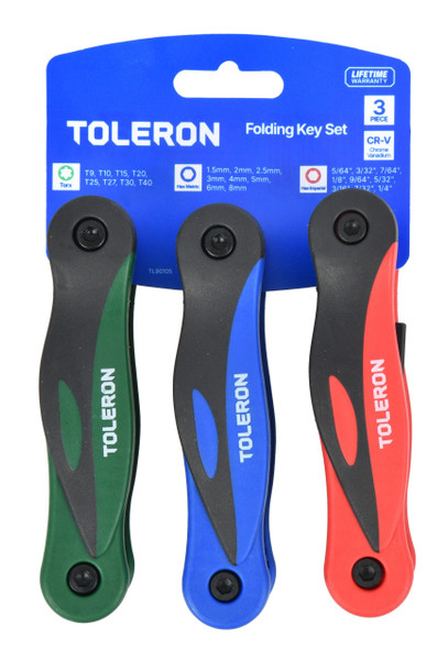 Toleron Folding Hex Key Torx/Metric/Immperial Set 3pc - TL90105