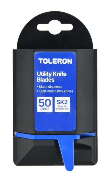 Toleron Utility Knife Blade Set SK2 Steel /Dispenser 50 Piece - TL91115