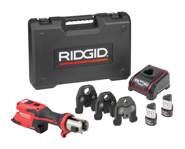 Order In - RIDGID RP251 press tool kit with 15, 20 & 25mm jaws for copper, 2 x 2.5Ah 12V batteries, charger & case- 78828