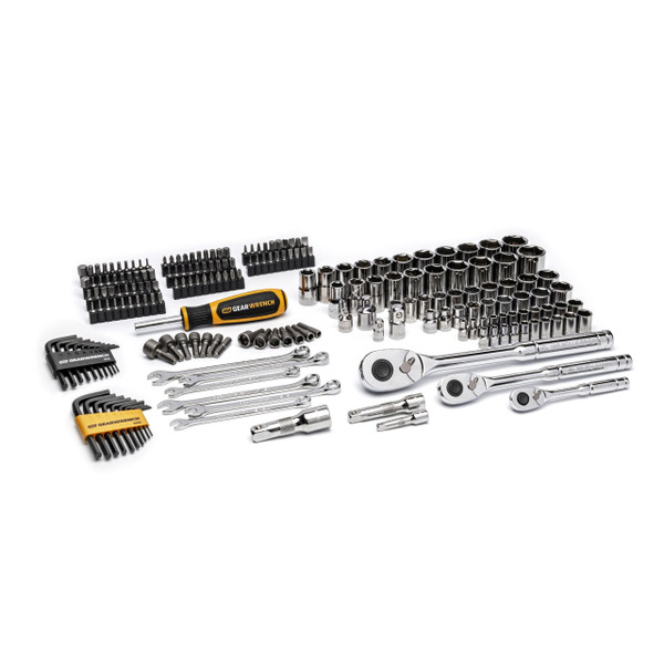 Gearwrench Mechanics Tool Set Metric/SAE 1/4" 3/8" & 1/2" Drive 202 Piece - GW72MLCBMTS
