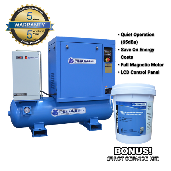 Order In - Peerless HQE5.5 Variable Speed High Pressure Rotary Screw Air Compressor Full Feature  - HQE5.5VSHP-FF