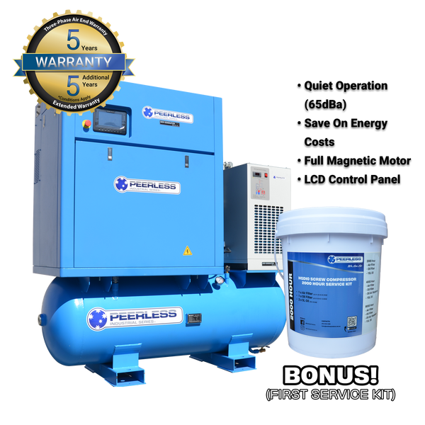 Order In - Peerless HQD30 Variable Speed High Pressure Rotary Screw Air Compressor Full Feature - HQD30VSHP-FF