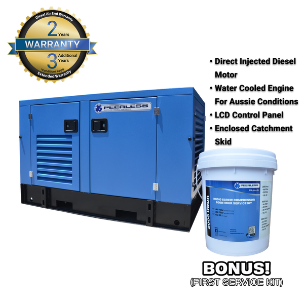 Order In - Peerless P125D Diesel Skid Mount Rotary Screw Compressor - P125-SKID