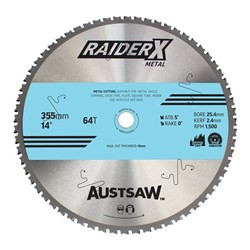 Order In - Austsaw RaiderX Metal Blade 355 MM x 25.4 x 64T - MBR35525464