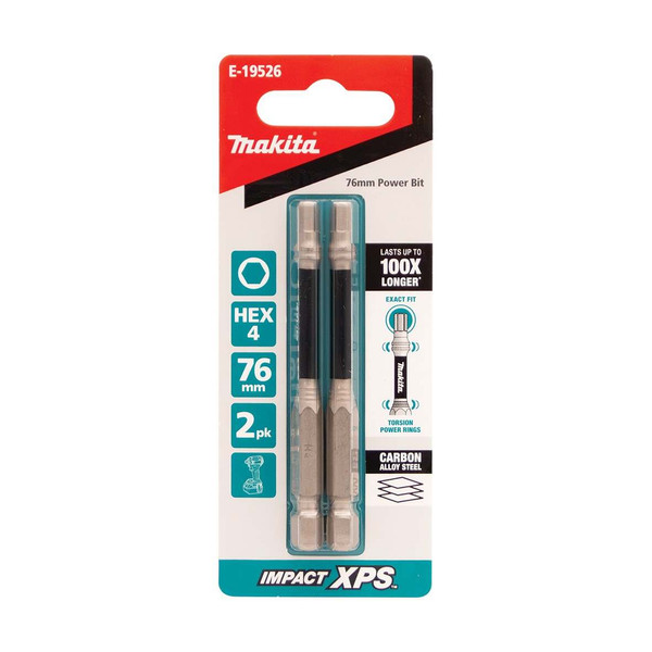 Order In - Makita Impact XPS HEX4 Power bit 75 MM 2 Pack - E-19526