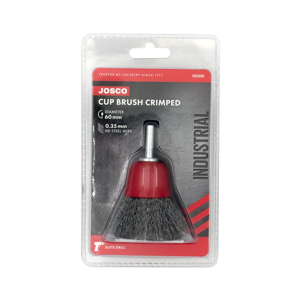 Order In - Josco Heavy Duty Spindle-Mounted Crimped Wire Cup Brush 60 MM - 151GW