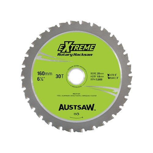 Order In - Austsaw Rotary Hacksaw Blade 160 MM 6 1/4" Bore 20 MM 30 Teeth - RHS1602030