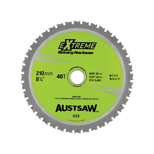 Order In - Austsaw Rotary Hacksaw Blade  210 MM 8" Bore 25 MM 40 Teeth - RHS2102540