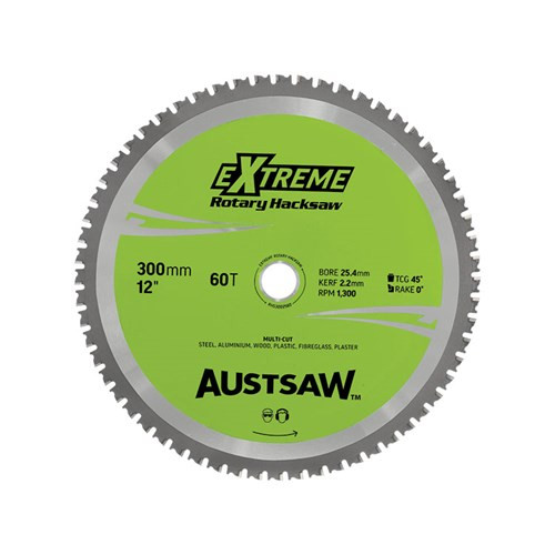 Order In - Austsaw Rotary Hacksaw Blade 300 MM 12" Bore 25.4 MM 60 Teeth - RHS3002560