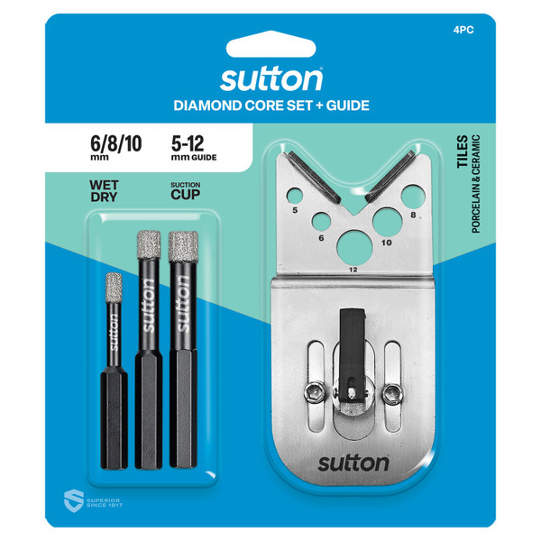 Order In - Sutton Tools Wet/Dry Diamond Grit Holesaw Set Plus Guide 6-10mm - D618S4B