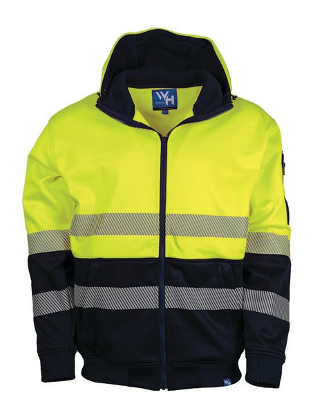 Order In -Workhorse MFL017 Fleece Hoodie - Men - 2-Tone - Segmented Tape - Polyester/Cotton - Yellow/Navy
