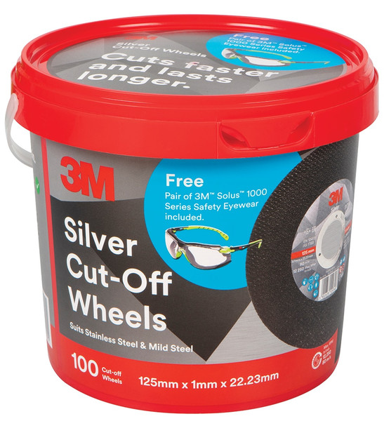 Order In - 3M Silver AC019441313 Stainless Steel Cut Off Wheel - 125 x 1 x 22mm - 100 Tub