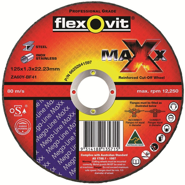 Order In - Flexovit Maxx 66252841597 ZA60Y Metal Cut Off Wheel - 125 x 1.3 x 22mm