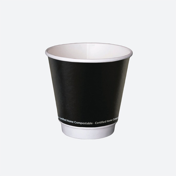 Order In - Detpak - Cup - Double Wall - Hot Beverage - Smooth - Aqueous - Black - Squat - 8oz/300ml (Carton of 500)