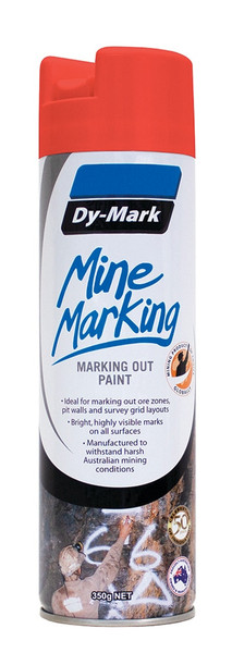 Order In - DY-MARK - Vertical Marking Out Paint - Mine Marking - Aerosol Can - Fluorescent Orange - 350g